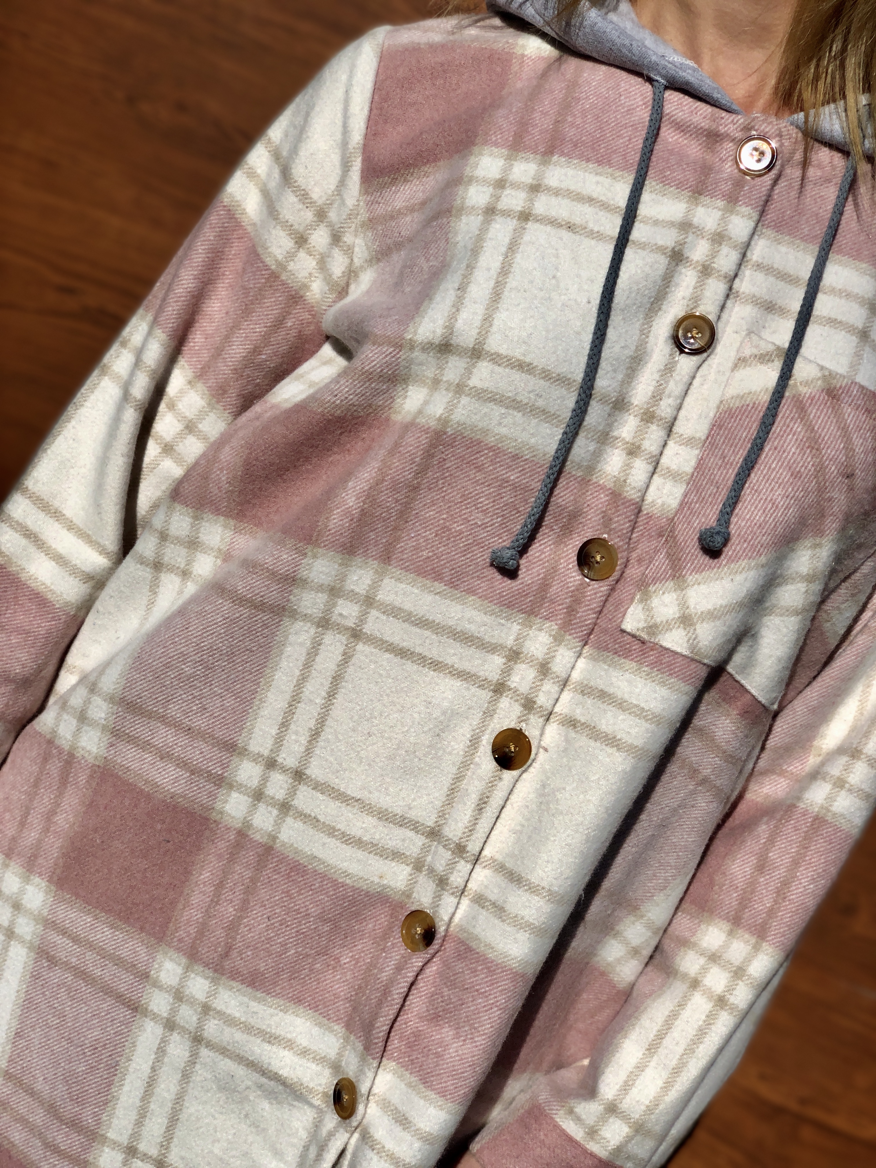 картинка Рубашка утеплённая JARZZ Капюшон Хлопок 100% Турция 25 Розовый+Бежевый от магазина Одежда-