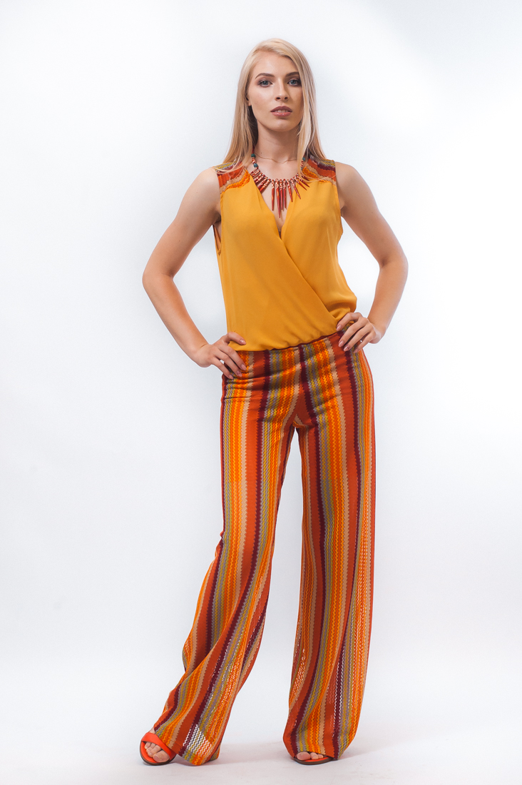 картинка Блуза MIARTE  Полиэстер 100% Турция 10404  [Оранжевый+Разноцветный] от магазина Одежда-
